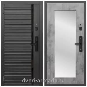 Белые двери с зеркалом, Умная входная смарт-дверь Армада Каскад BLACK МДФ 10 мм Kaadas S500 / МДФ 16 мм ФЛЗ-Пастораль, Бетон темный