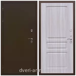 Для коттеджа, Дверь входная стальная уличная для загородного дома Армада Термо Молоток коричневый/ МДФ 16 мм ФЛ-243 Сандал белый