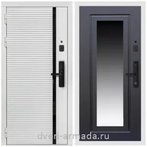 Белые двери с зеркалом, Умная входная смарт-дверь Армада Каскад WHITE МДФ 10 мм Kaadas S500 / МДФ 16 мм ФЛЗ-120 Венге