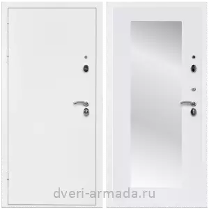 Белые двери с зеркалом, Дверь входная Армада Оптима Белая шагрень / МДФ 16 мм ФЛЗ-Пастораль, Белый матовый