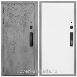 Входные двери лофт, Дверь входная Армада Квадро МДФ 16 мм Kaadas K9 / МДФ 10 мм Гладкая белый матовый