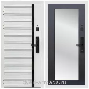 Белые двери с зеркалом, Умная входная смарт-дверь Армада Каскад WHITE МДФ 10 мм Kaadas S500 / МДФ 16 мм ФЛЗ-Пастораль, Венге