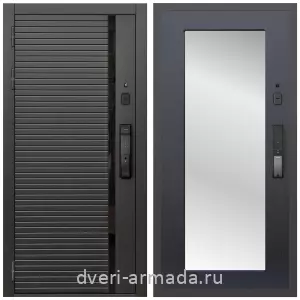 Входные двери с зеркалом и теплоизоляцией, Умная входная смарт-дверь Армада Каскад BLACK МДФ 10 мм Kaadas K9 / МДФ 16 мм ФЛЗ-Пастораль, Венге