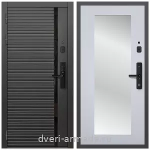 Белые двери с зеркалом, Умная входная смарт-дверь Армада Каскад BLACK МДФ 10 мм Kaadas S500 / МДФ 16 мм ФЛЗ-Пастораль, Ясень белый