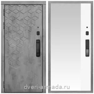 Входные двери с зеркалом и теплоизоляцией, Дверь входная Армада Квадро МДФ 16 мм Kaadas K9 / МДФ 16 мм ФЛЗ Панорама-1 Белый матовый