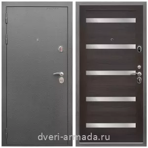 Темные входные двери, Дверь входная Армада Оптима Антик серебро / МДФ 16 мм СБ-14 Эковенге стекло белое