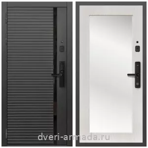 Белые двери с зеркалом, Умная входная смарт-дверь Армада Каскад BLACK МДФ 10 мм Kaadas S500 / МДФ 16 мм ФЛЗ-Пастораль, Дуб белёный