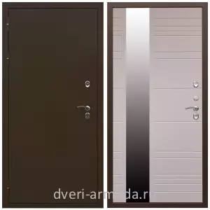 Белые двери с зеркалом, Дверь входная уличная в дом Армада Термо Молоток коричневый/ МДФ 16 мм ФЛЗ-Сити Белый матовый