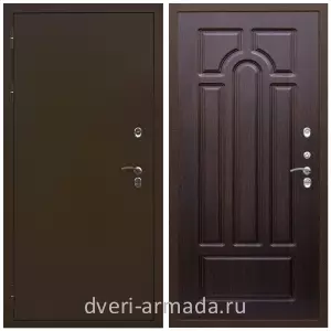 Для коттеджа, Дверь входная железная уличная для загородного дома Армада Термо Молоток коричневый/ МДФ 16 мм ФЛ-58 Венге с панелями МДФ