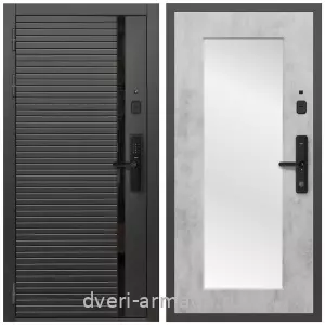 Белые двери с зеркалом, Умная входная смарт-дверь Армада Каскад BLACK МДФ 10 мм Kaadas S500 / МДФ 16 мм ФЛЗ-Пастораль, Бетон светлый
