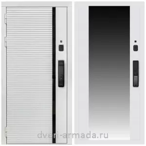 Двери МДФ для квартиры, Умная входная смарт-дверь Армада Каскад WHITE МДФ 10 мм Kaadas K9 / МДФ 16 мм СБ-16 Белый матовый