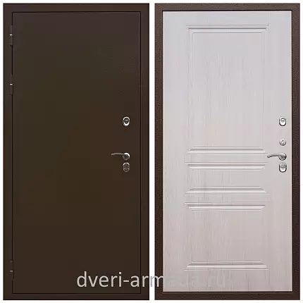Дверь входная уличная в частный дом Армада Термо Молоток коричневый/ ФЛ-243 Лиственница беж морозостойкая с панелями МДФ