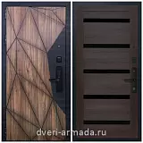 Умная входная смарт-дверь Армада Ламбо МДФ 10 мм Kaadas S500 / МДФ 16 мм СБ-14 Эковенге стекло черное